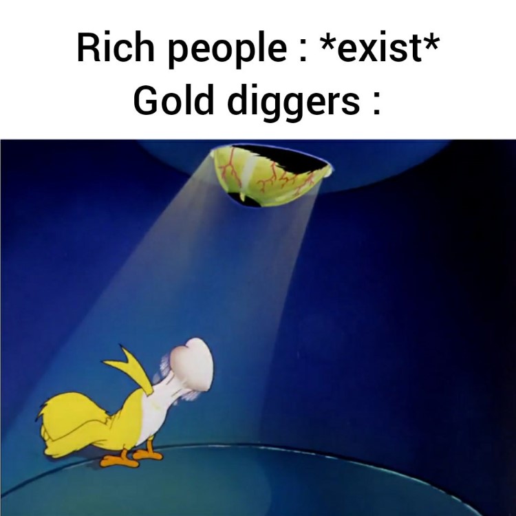 Rich people, gold diggers meme