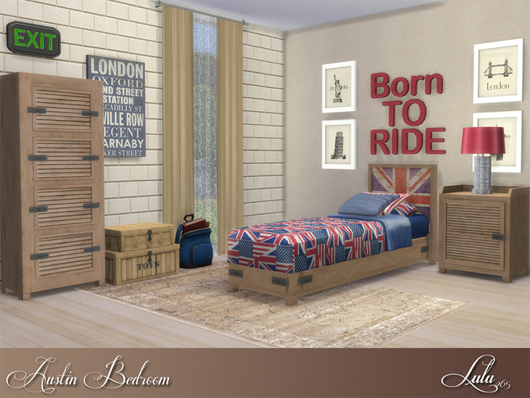 Austin Bedroom with British Theme - The Sims 4