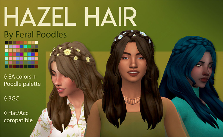 Hazel Hippie Hair CC for Sims 4