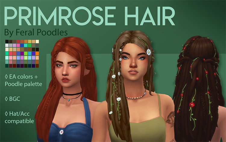 Primrose Hair CC for Sims 4