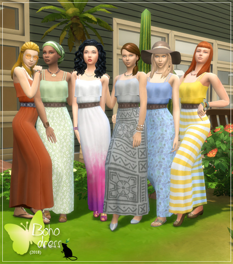 Boho Dress CC - Sims 4 Mod