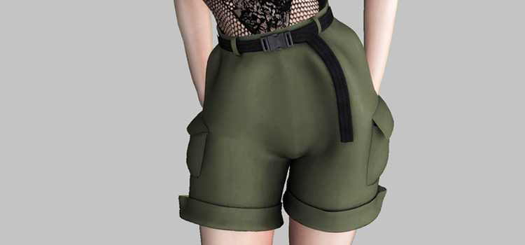 Green Cargo Shorts with Belt / The Sims 4