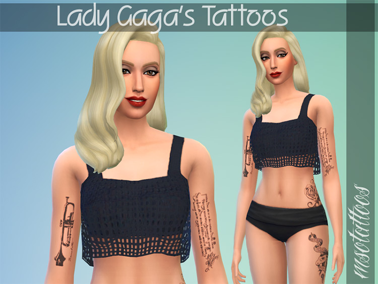Lady Gaga Tattoos Set / Sims 4 CC