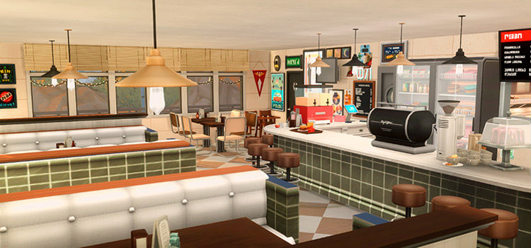 Custom Diner Interior in The Sims 4