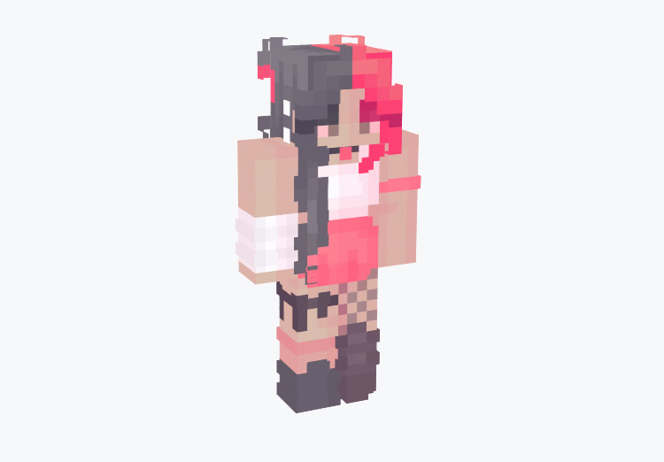Girl with black and pink hair / Minecraft Skin
