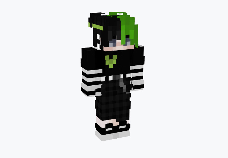 Emo Male Green Split Character / Minecraft Skin