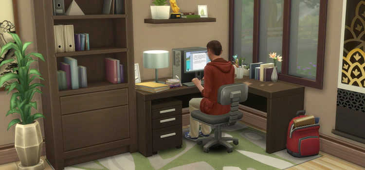 Maxis Match Corner Desk in Home Office / Sims 4 CC