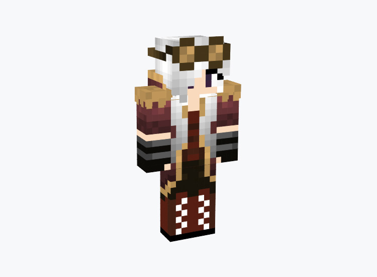 Classic Steampunk Girl with White Hair / Minecraft Skin
