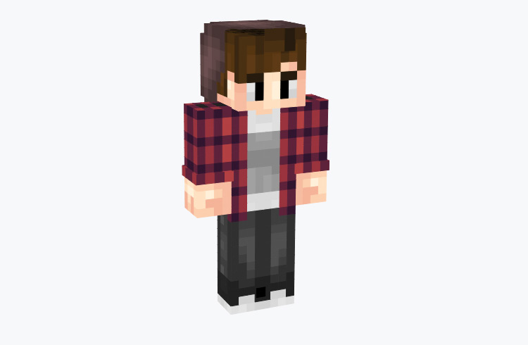 Hipster Boy in Flannel Shirt and Jeans / Minecraft Skin