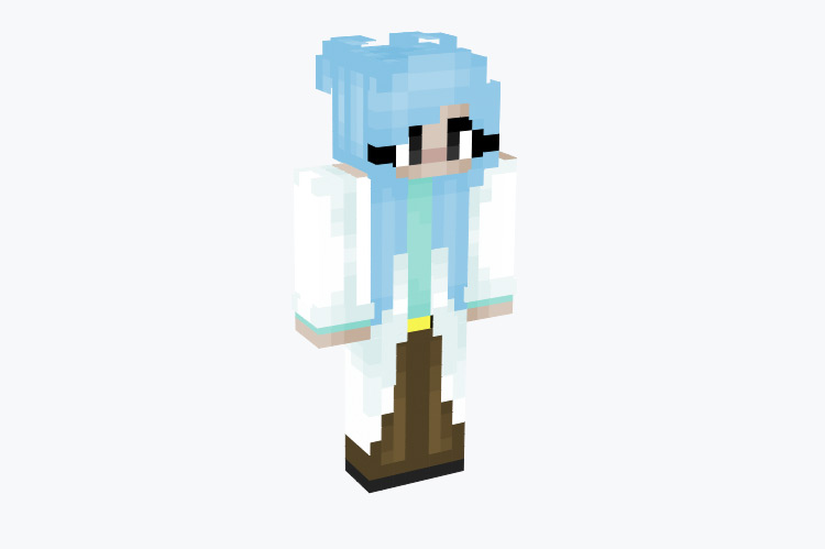 Ice-Blue Long Hair Scientist / Minecraft Skin