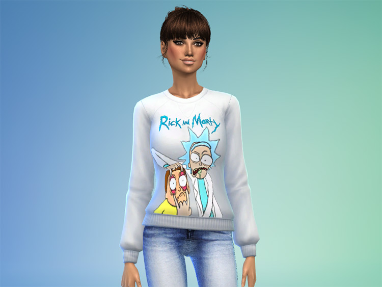 Sims 4 CC / White Rick & Morty Sweater Preview