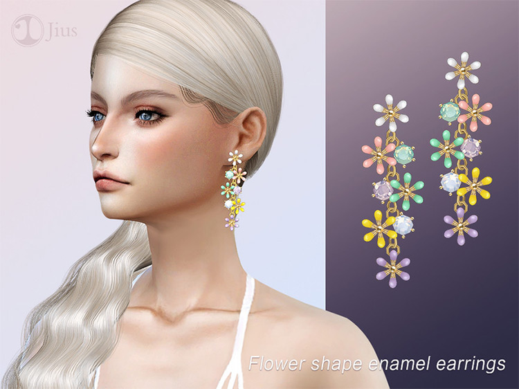 Flower Shaped Enamel Earrings / Sims 4 CC
