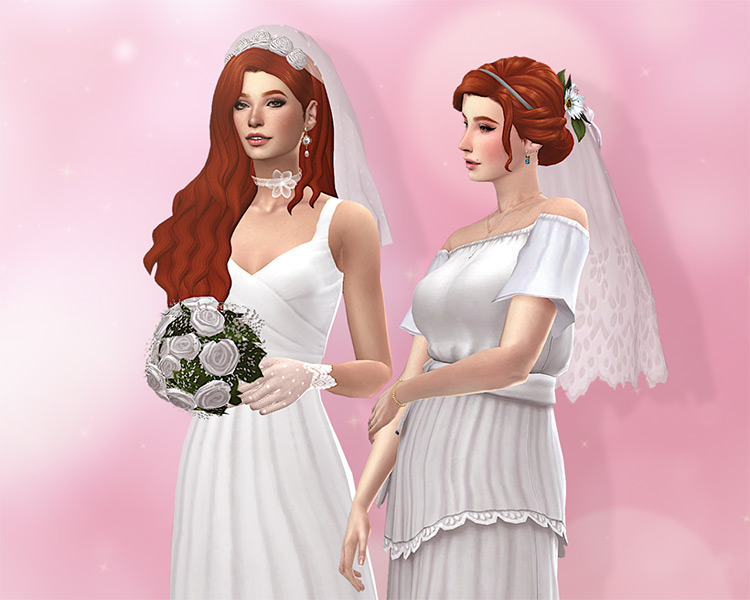 Daisy & Rose Wedding Set of Veils / TS4 CC