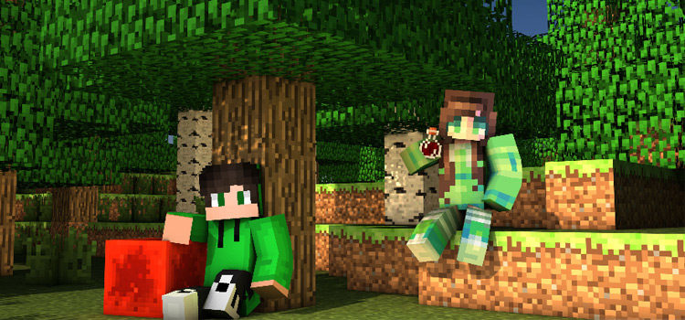 Minecraft / Green Hoodie Guy and Green Girl Under Trees