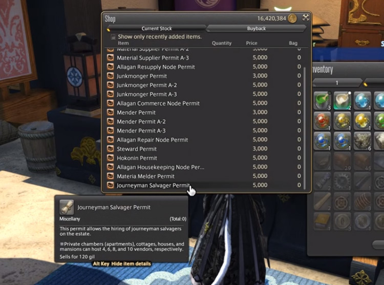 Buying The Journeyman Salvager Permit in FFXIV