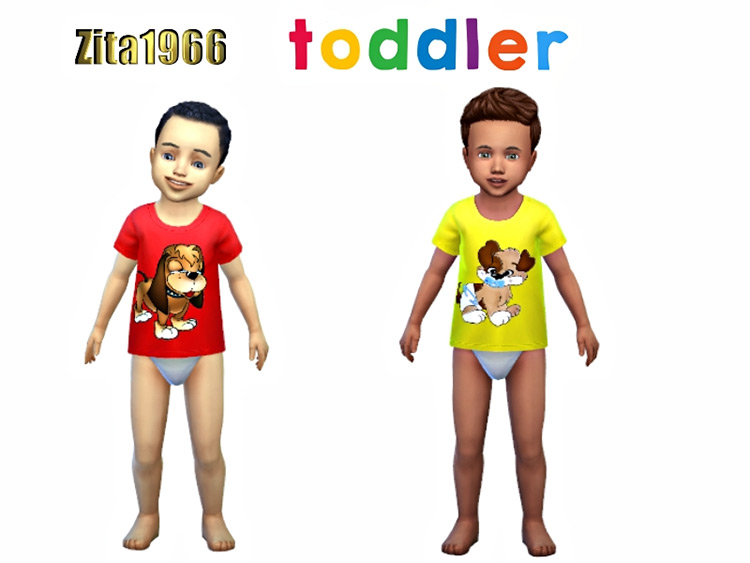 Toddler Doggy Shirts for The Sims 4