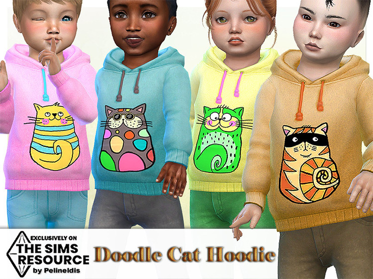 Toddler Doodle Cats Hoodie / Sims 4 CC