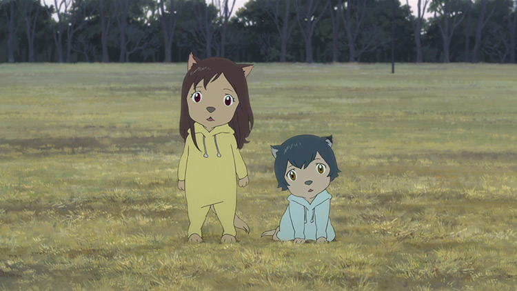 Ame & Yuki in Wolf Children anime