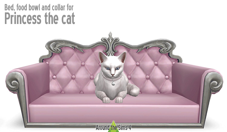 Princess Cat Bed/Bowl/Collar Set for The Sims 4