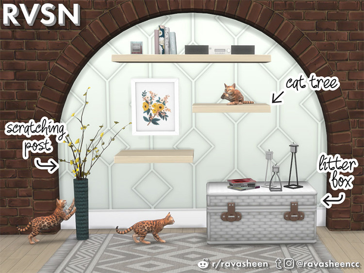 Meow-dern Cat CC Furniture Set for The Sims 4