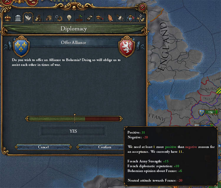 Allying at least Bohemia from the electors is important. They are strong and will usually help you against Austria. / EU4