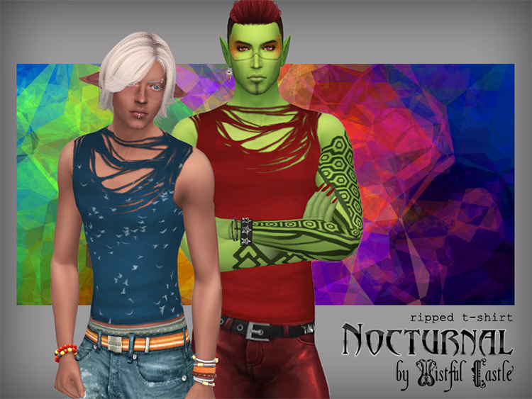 Nocturnal Ripped T-Shirt / Sims 4 CC