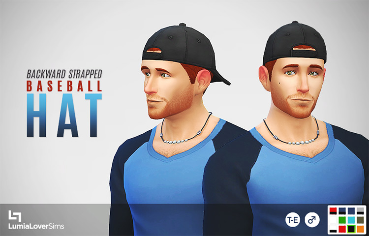 Backward Strapped Baseball Hat / Sims 4 CC