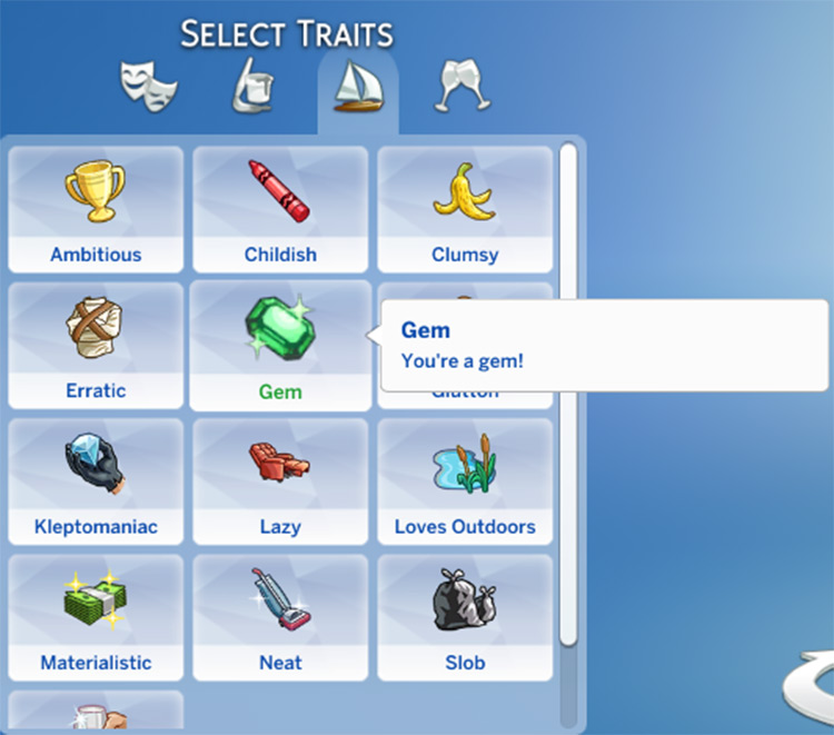 Gem Trait Mod for The Sims 4