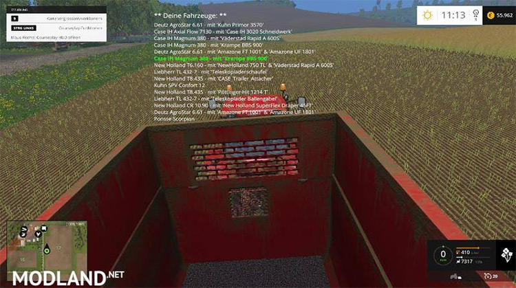 VehicleSort mod for Farming Simulator 17