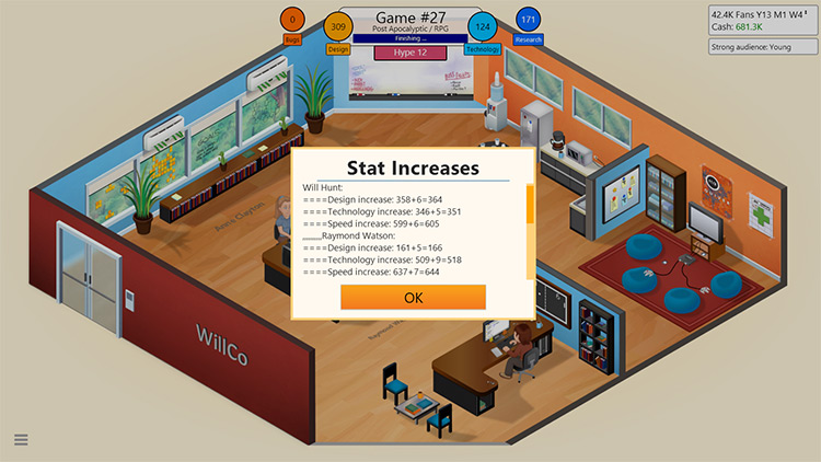 Staff Gain Experience From Games mod for Game Dev Tycoon