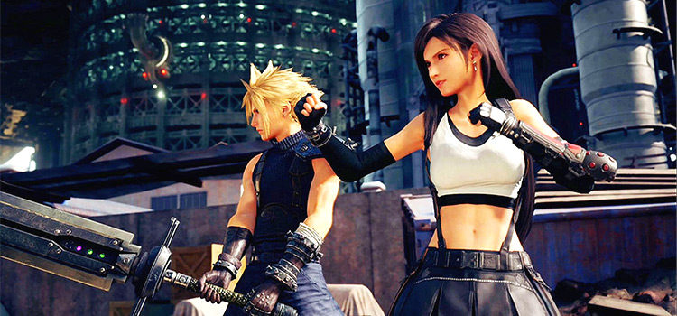 Cloud and Tifa - HD Screenshot of Final Fantasy 7