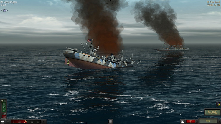 Sinking ship in Atlantic Fleet Game screenshot