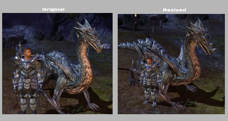 Comparison of Drakes N Dragons Resized DAO Mod