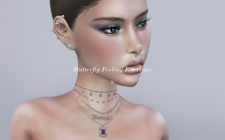 Butterfly Feeling Earrings Set Sims 4 CC