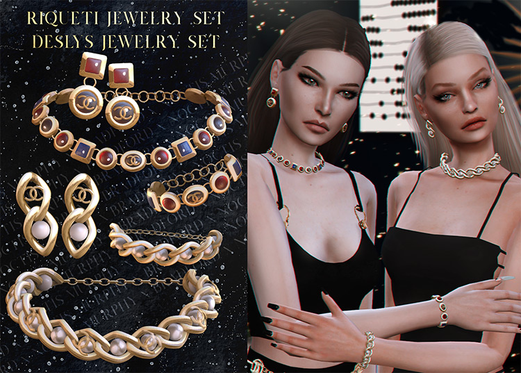 Riqueti and Deslys Jewelry Sets Sims 4 CC