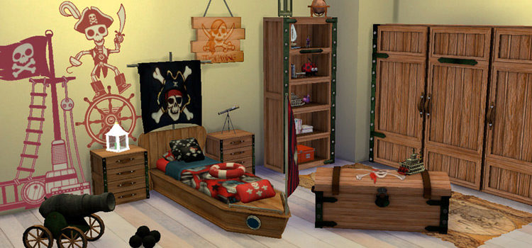 Sims 4 pirate-themed room decor CC