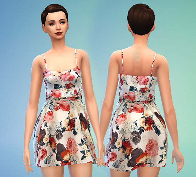 Pure Sims Floral Print Dress for The Sims 4