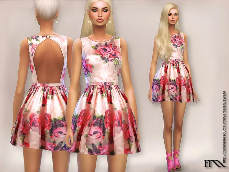 Adore Floral Dress CC for The Sims 4