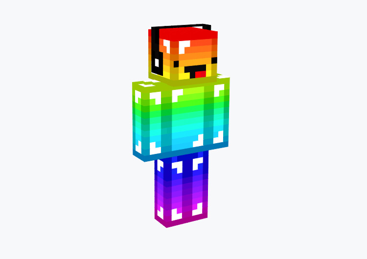 Full Rainbow Character with Derp Face / Minecraft Skin