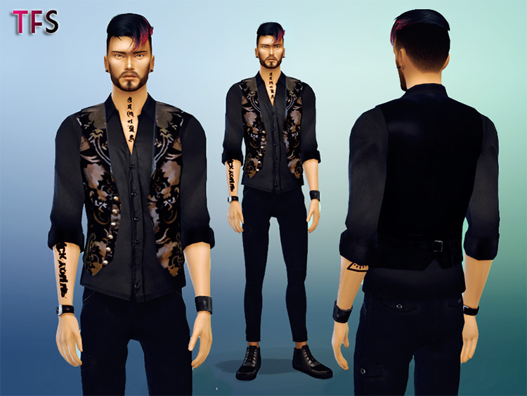 Baroque Shirt and Vest CC for Sims 4