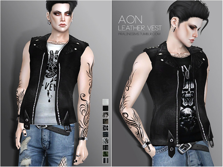 Aon Leather Vest / TS4 CC