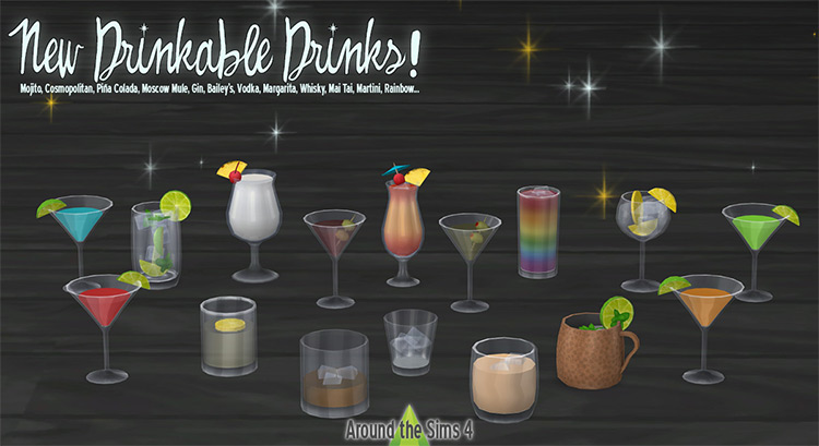 NYE Alcoholic Drinks Set / Sims 4 CC