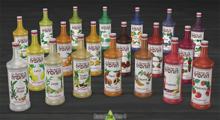 Bottles: Alcohol and Syrup Set / Sims 4 CC