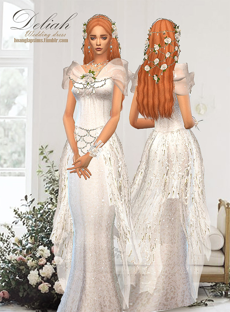 Deliah Wedding Dress by HoangLapSims / TS4 CC