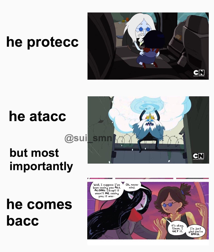 He protecc, He attac, Ice King meme