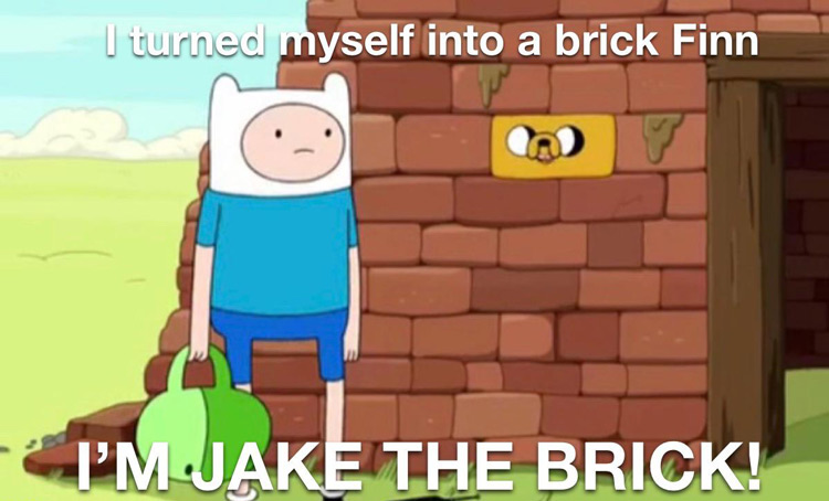 I turned myself into a brick Jake meme