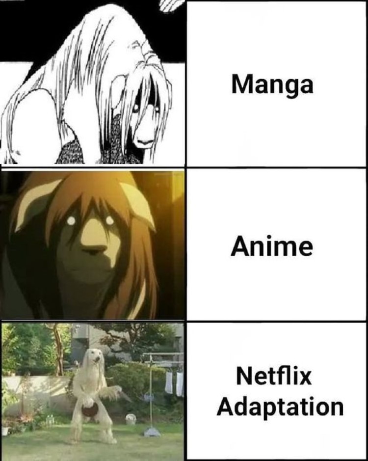 Manga, Anime, Netflix Adaptation FMA Nina meme