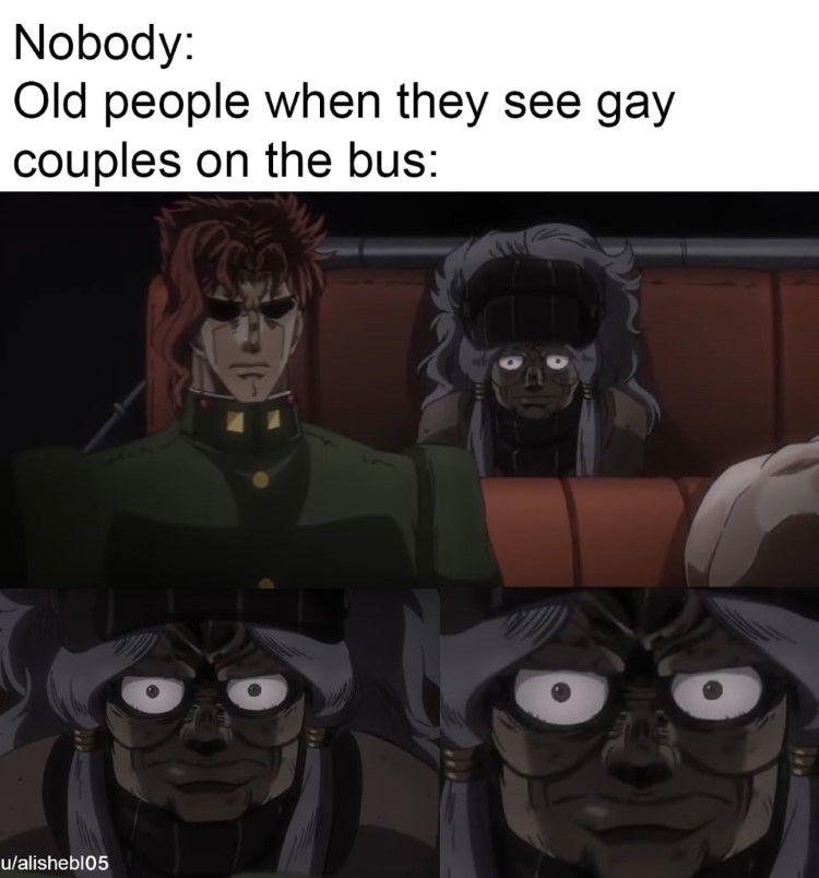Old people when they see couples on the bus meme