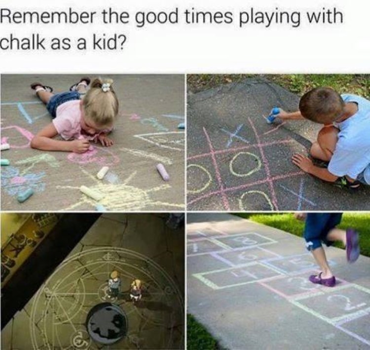 Remember playing with chalk as a kid? Ed and Al Elric