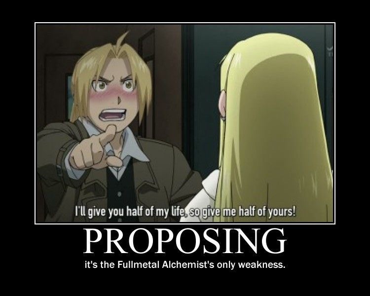 Proposing is the Fullmetal Alchemists only weakness